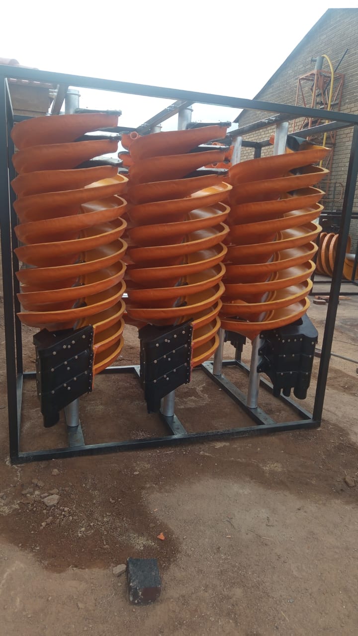 Spirals mounted in a steel frame